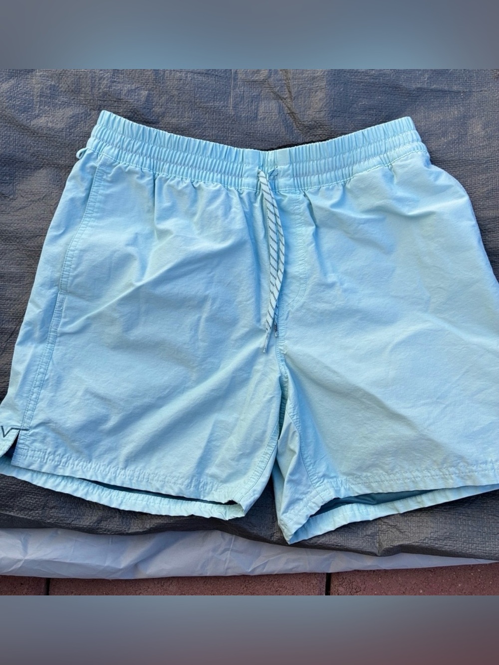 Vans Light Blue Elastic Waist Hybrid Board Shorts